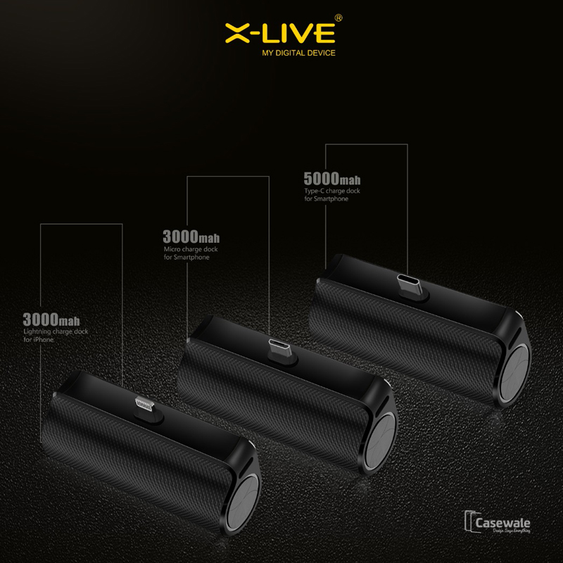 X-LIVE 3,000mAh USB Dock Charger Power Bank for Lightning