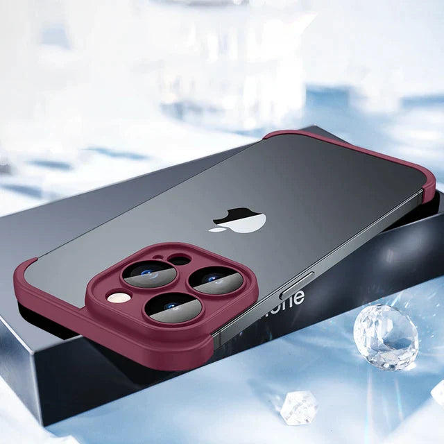 iPhone 14 Series Frameless Bumper with Glass Lens Protector Case