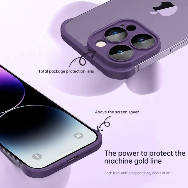iPhone 14 Series Frameless Bumper with Glass Lens Protector Case