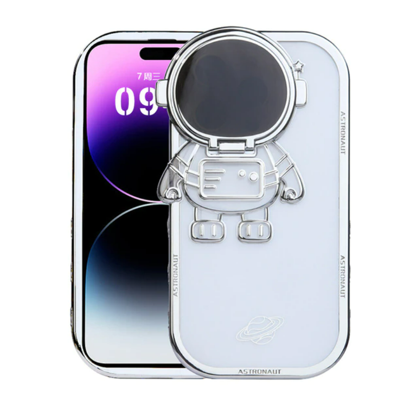 iPhone 14 Series Astronaut Lens Bracket Electroplated Phone Case