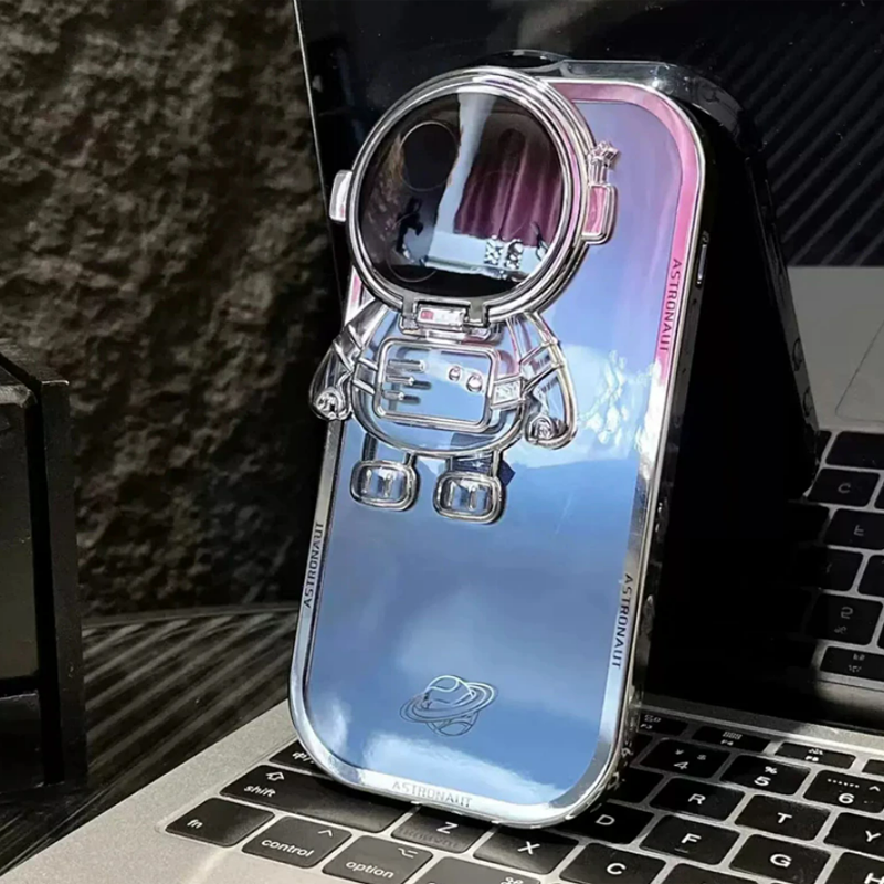 iPhone 13 / 14 Series Astronaut Lens Bracket Electroplated Phone Case