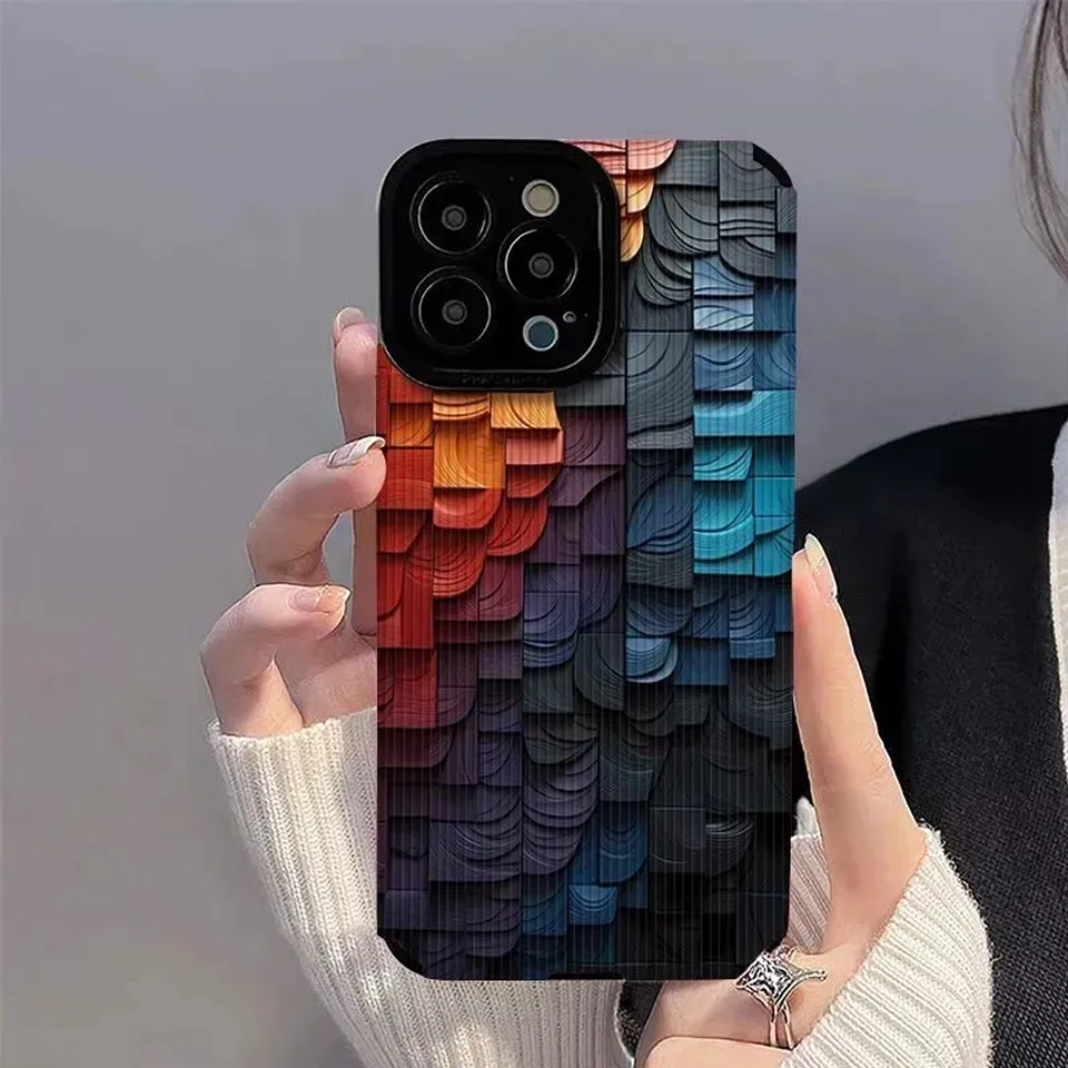 iPhone 15 Series Fashion Dazzling Color Stacked Blocks Case